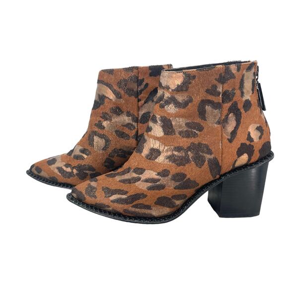Kat Maconie Metallic Animal Print Heeled Ankle Boot Sz 7 Western Leather Party - Picture 1 of 9